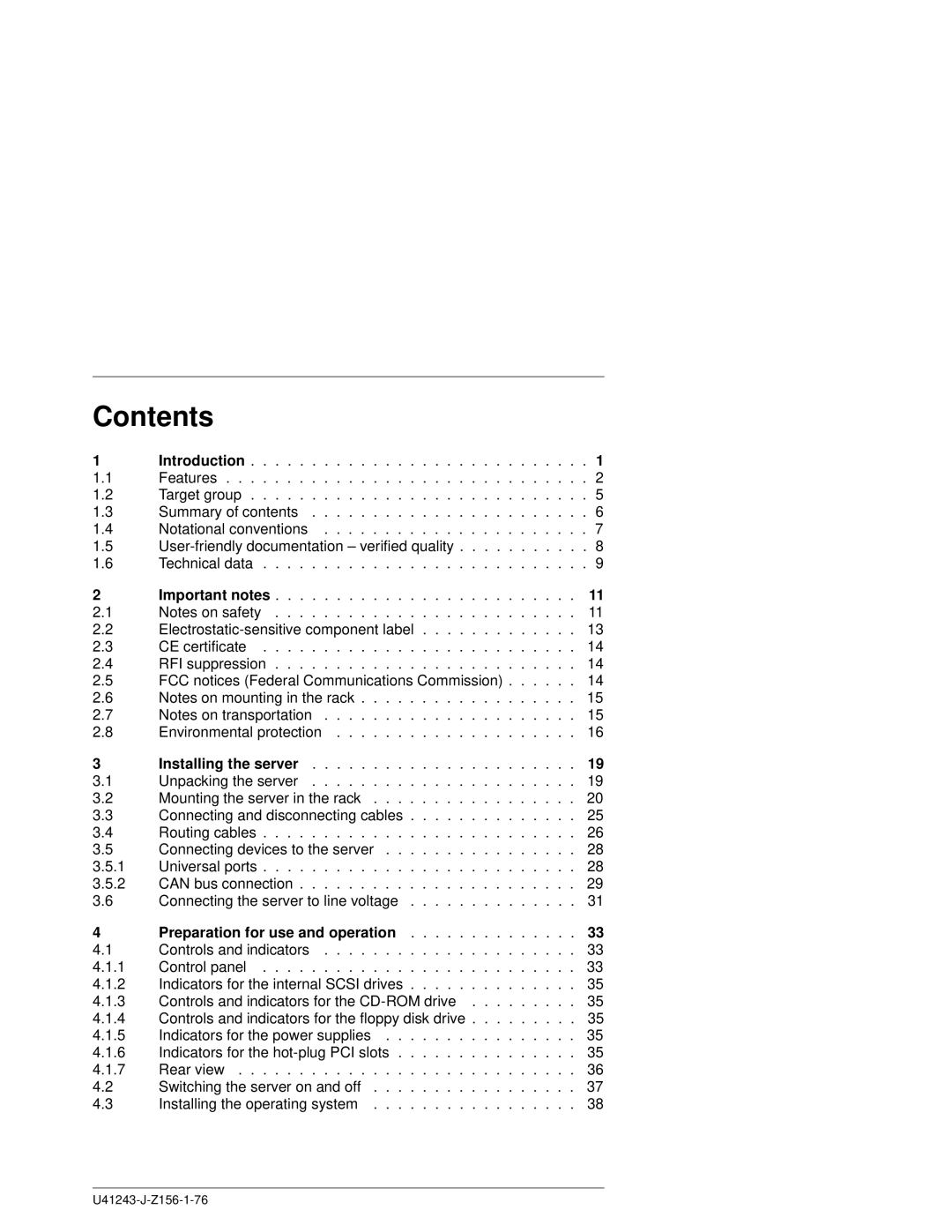 Fujitsu N800 manual Contents 