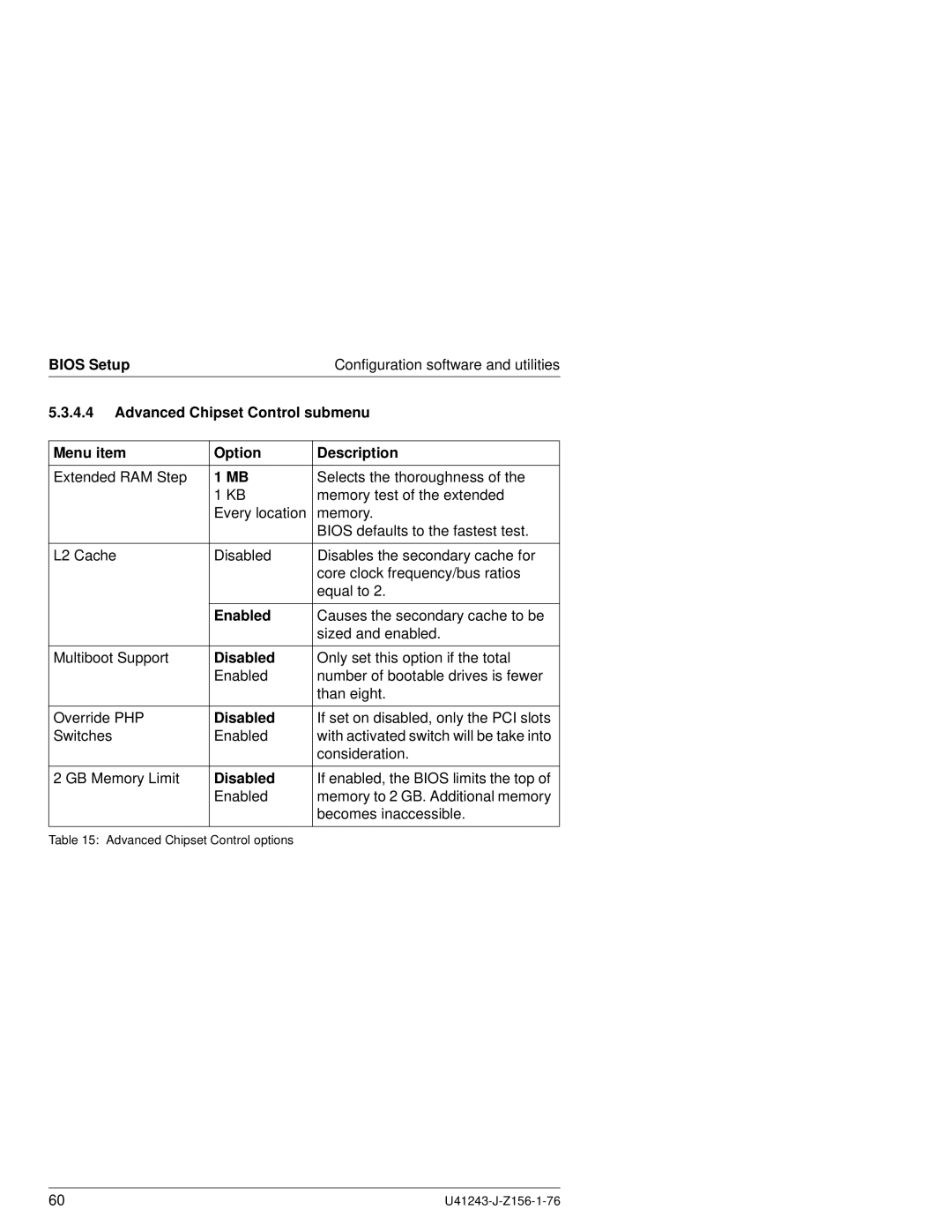 Fujitsu N800 manual Causes the secondary cache to be 