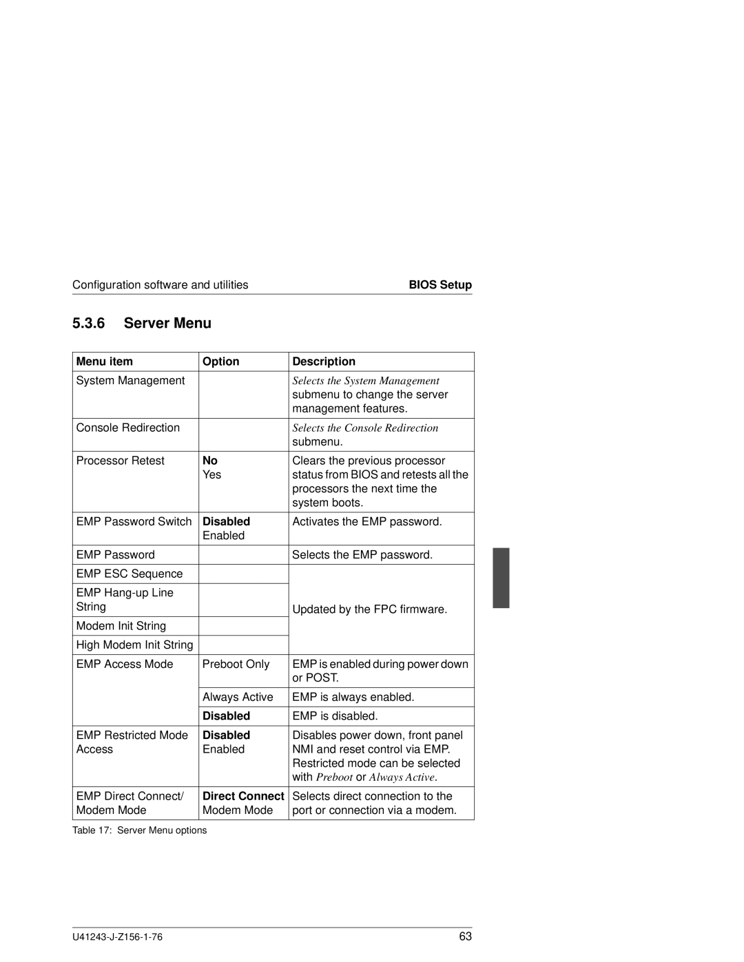 Fujitsu N800 manual Server Menu, Direct Connect 