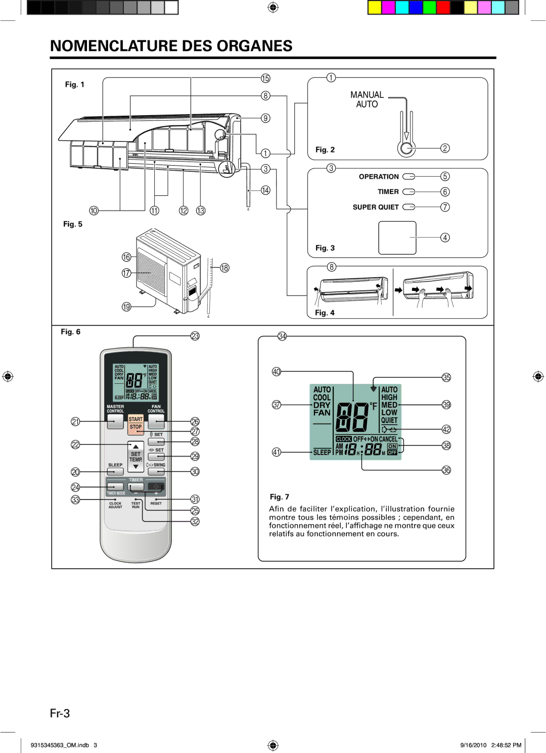 Fujitsu Outdoor Unit AOU30CLX1, INVERTER, ASU36CLX1, ASU30CLX1, AOU36CLX1 manual Nomenclature DES Organes, Fr-3 