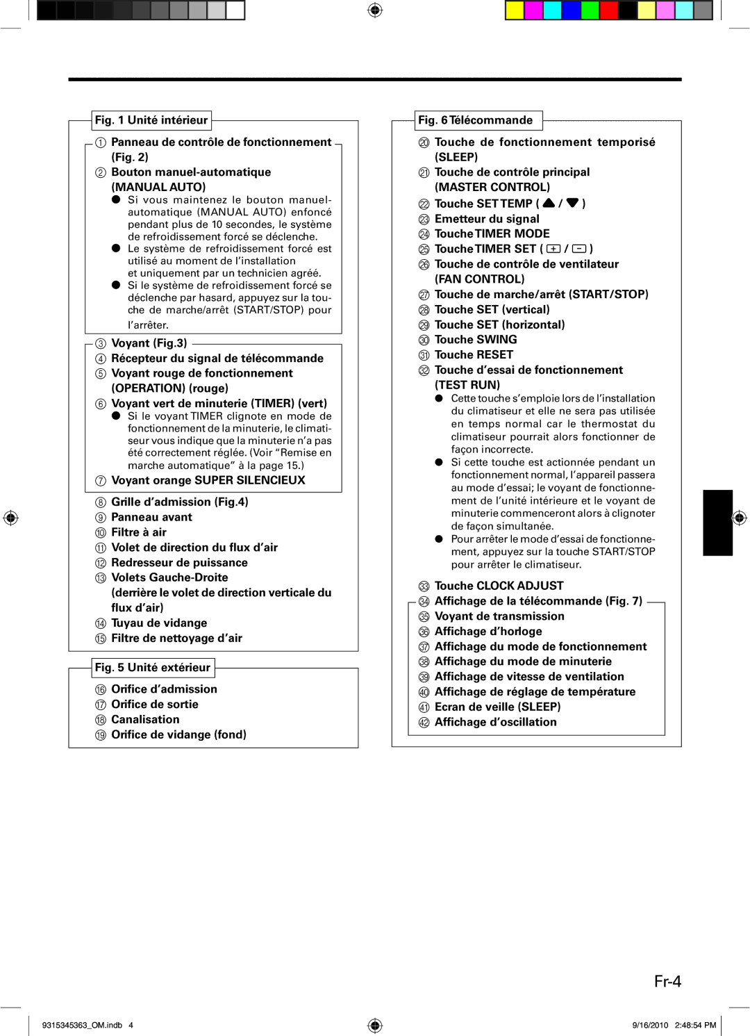 Fujitsu INVERTER, Outdoor Unit AOU30CLX1, ASU36CLX1, ASU30CLX1, AOU36CLX1 manual Fr-4, Manual Auto 