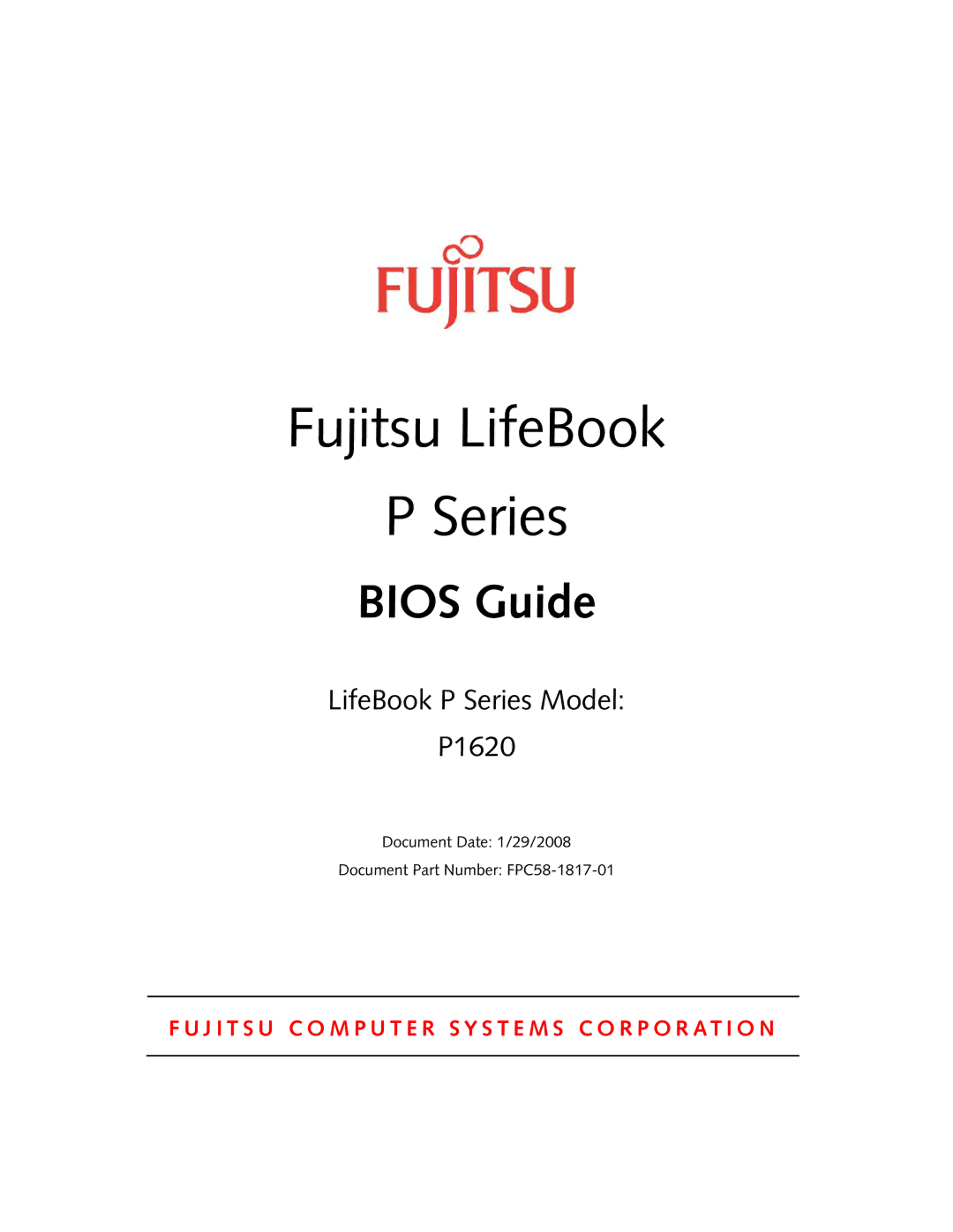 Fujitsu P1620 manual Fujitsu LifeBook Series 