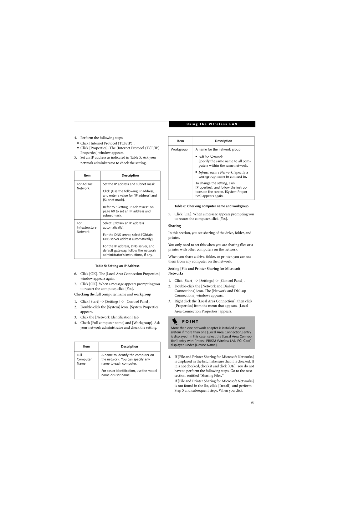 Fujitsu P2000 manual Checking the full computer name and workgroup, Sharing 