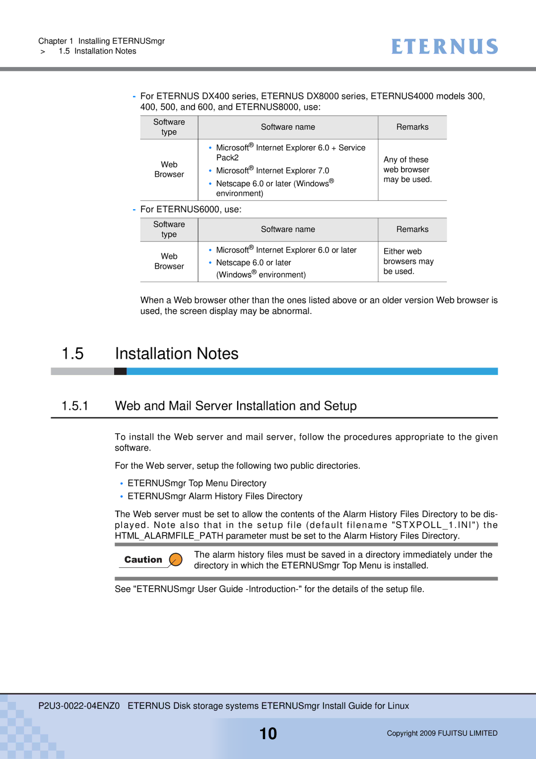 Fujitsu P2U3-0022-04ENZ0 manual Installation Notes, For ETERNUS6000, use 