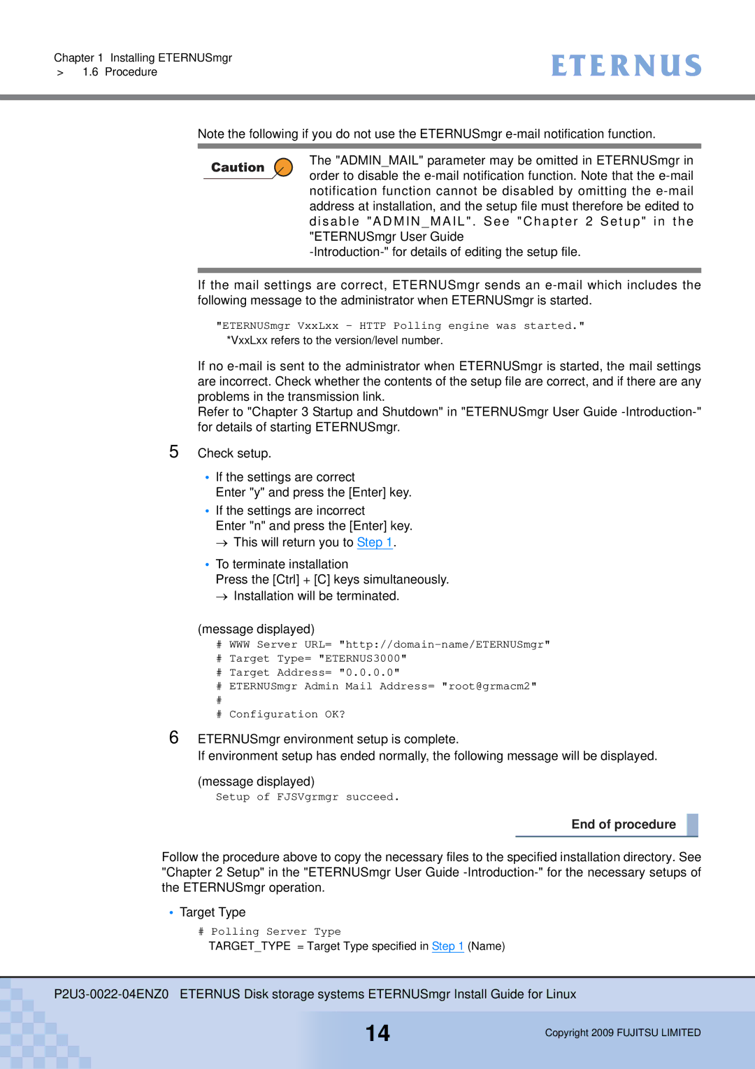 Fujitsu P2U3-0022-04ENZ0 manual ETERNUSmgr VxxLxx Http Polling engine was started 