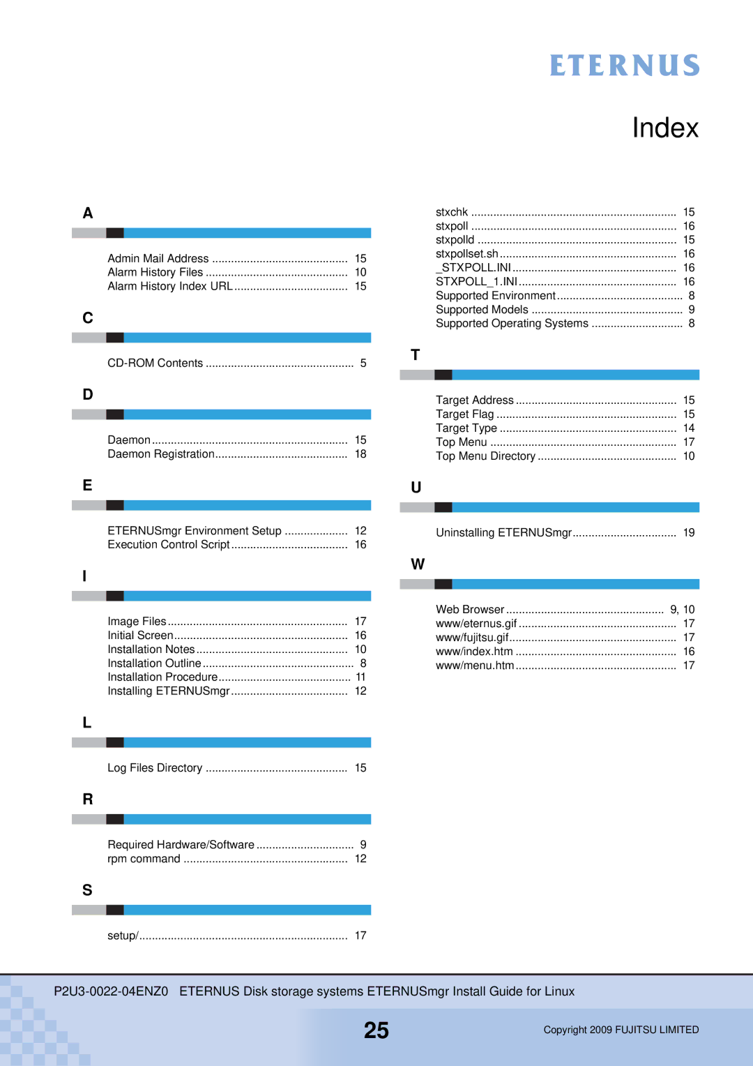 Fujitsu P2U3-0022-04ENZ0 manual Index, STXPOLL.INI STXPOLL1.INI 