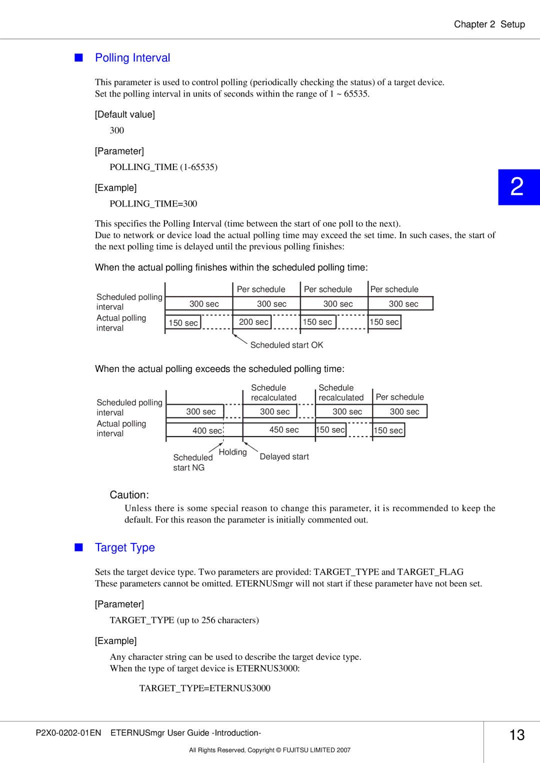 Fujitsu P2X0-0202-01EN manual Polling Interval, Target Type, POLLINGTIME=300, TARGETTYPE=ETERNUS3000 