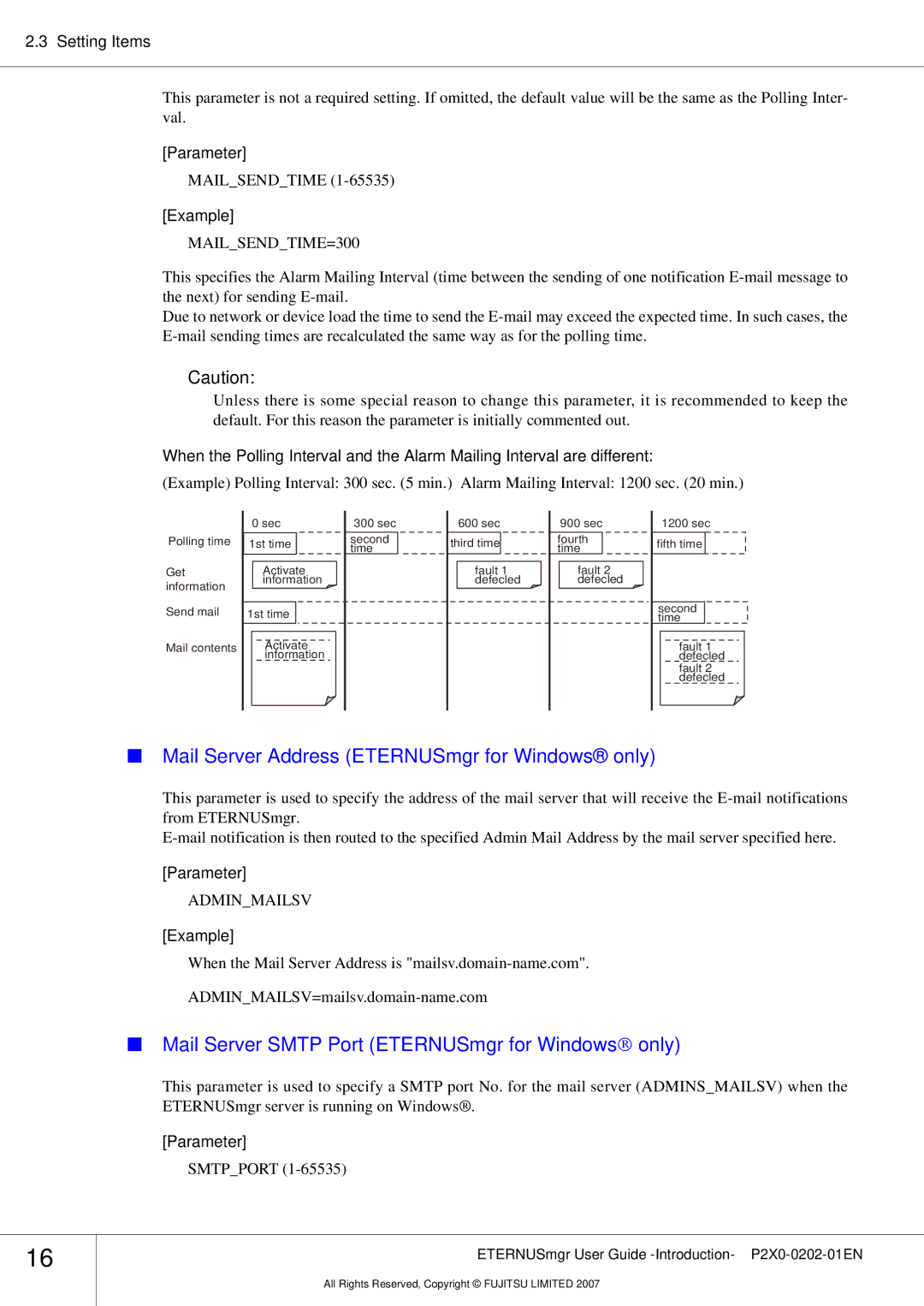 Fujitsu P2X0-0202-01EN Mail Server Address ETERNUSmgr for Windows only, Mail Server Smtp Port ETERNUSmgr for Windows only 