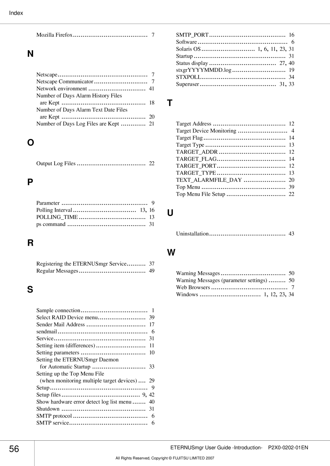 Fujitsu P2X0-0202-01EN manual Index 