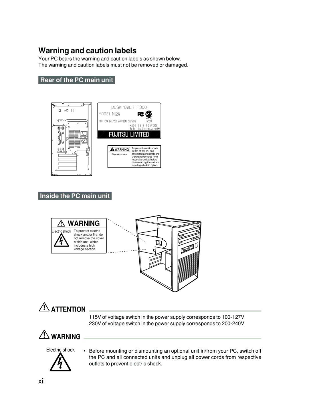 Fujitsu P300 user manual Xii 