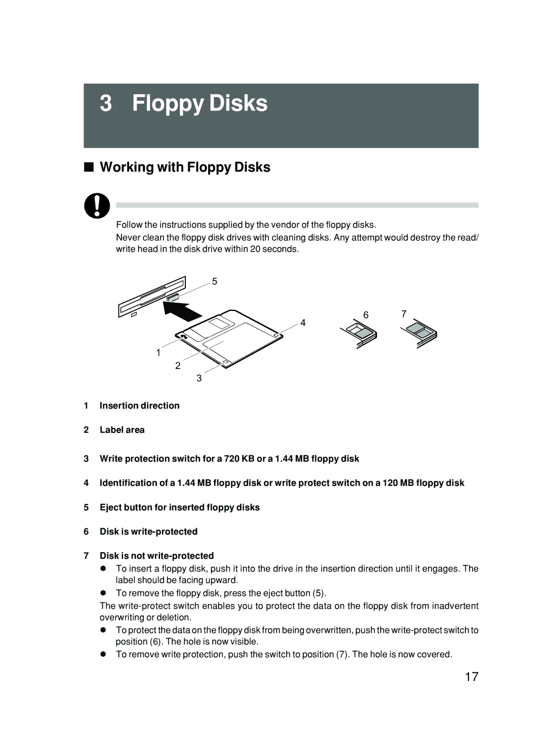 Fujitsu P300 user manual Working with Floppy Disks 