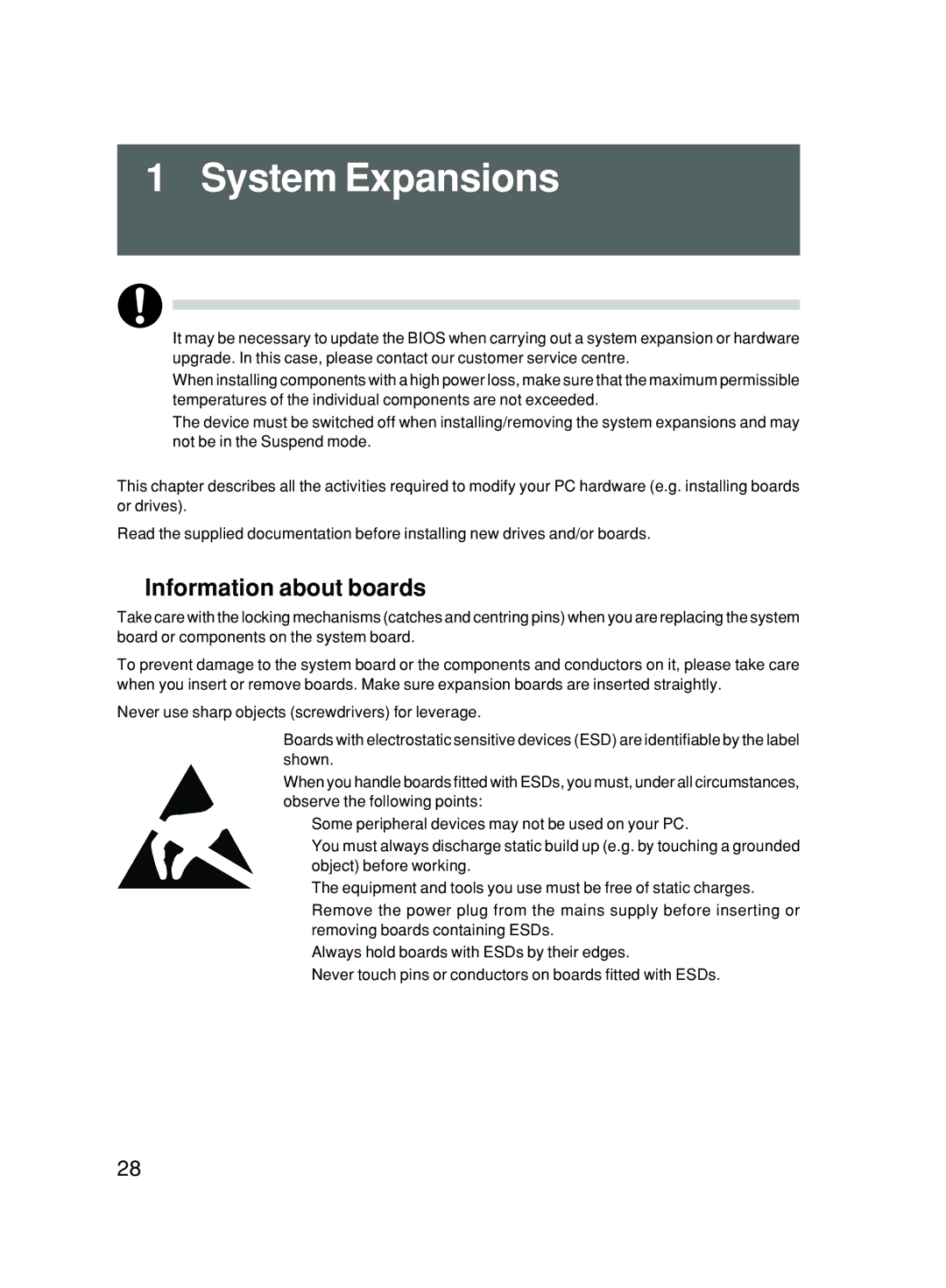 Fujitsu P300 user manual System Expansions, Information about boards 