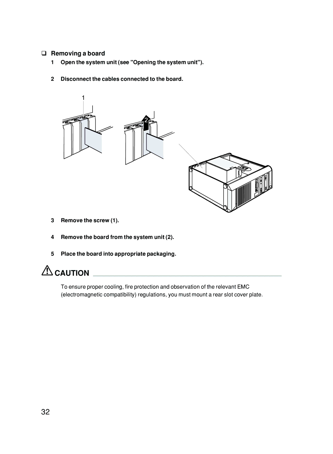 Fujitsu P300 user manual Removing a board 