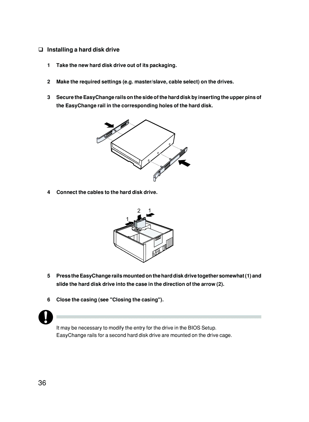 Fujitsu P300 user manual Installing a hard disk drive 