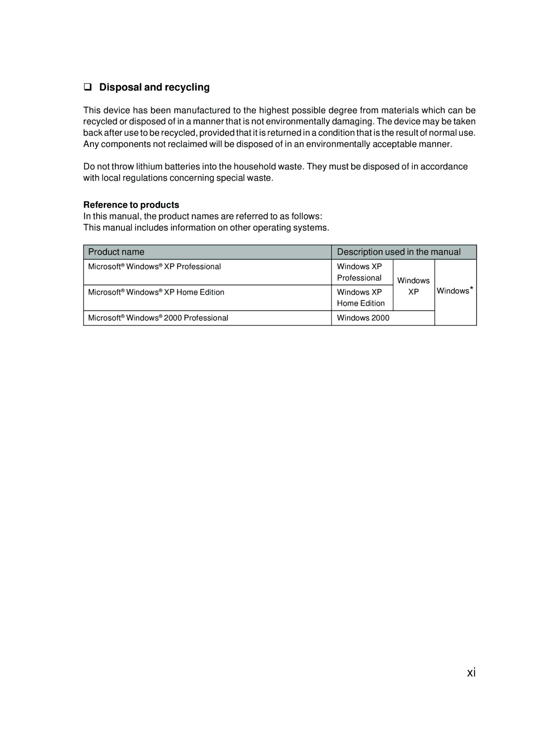 Fujitsu P301, P310 user manual Disposal and recycling, Reference to products 