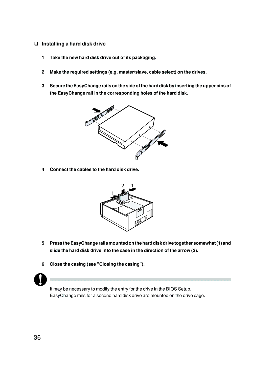 Fujitsu P310, P301 user manual Installing a hard disk drive 