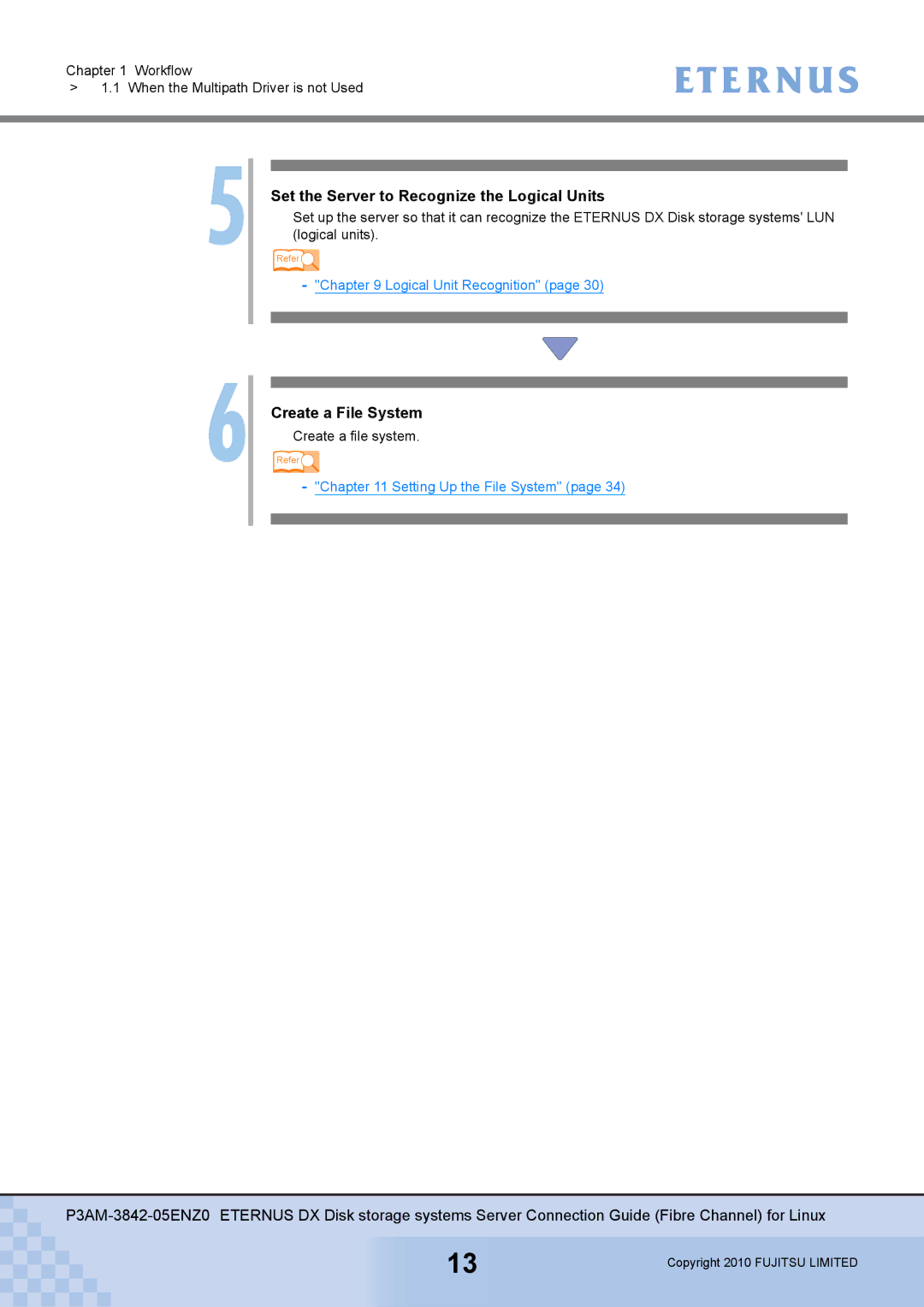 Fujitsu P3AM-3842-05ENZ0 manual Set the Server to Recognize the Logical Units, Create a File System 