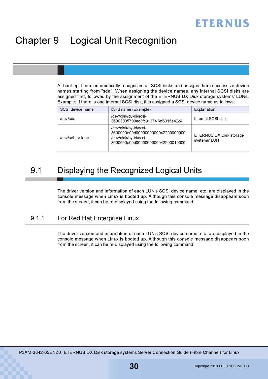 Fujitsu P3AM-3842-05ENZ0 manual Logical Unit Recognition, Displaying the Recognized Logical Units 