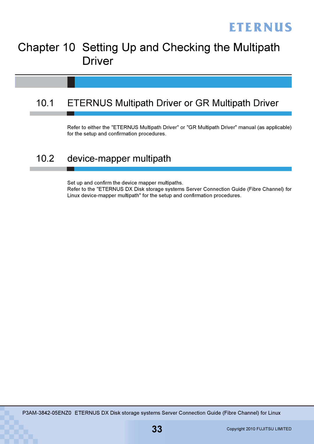 Fujitsu P3AM-3842-05ENZ0 Setting Up and Checking the Multipath Driver, Eternus Multipath Driver or GR Multipath Driver 