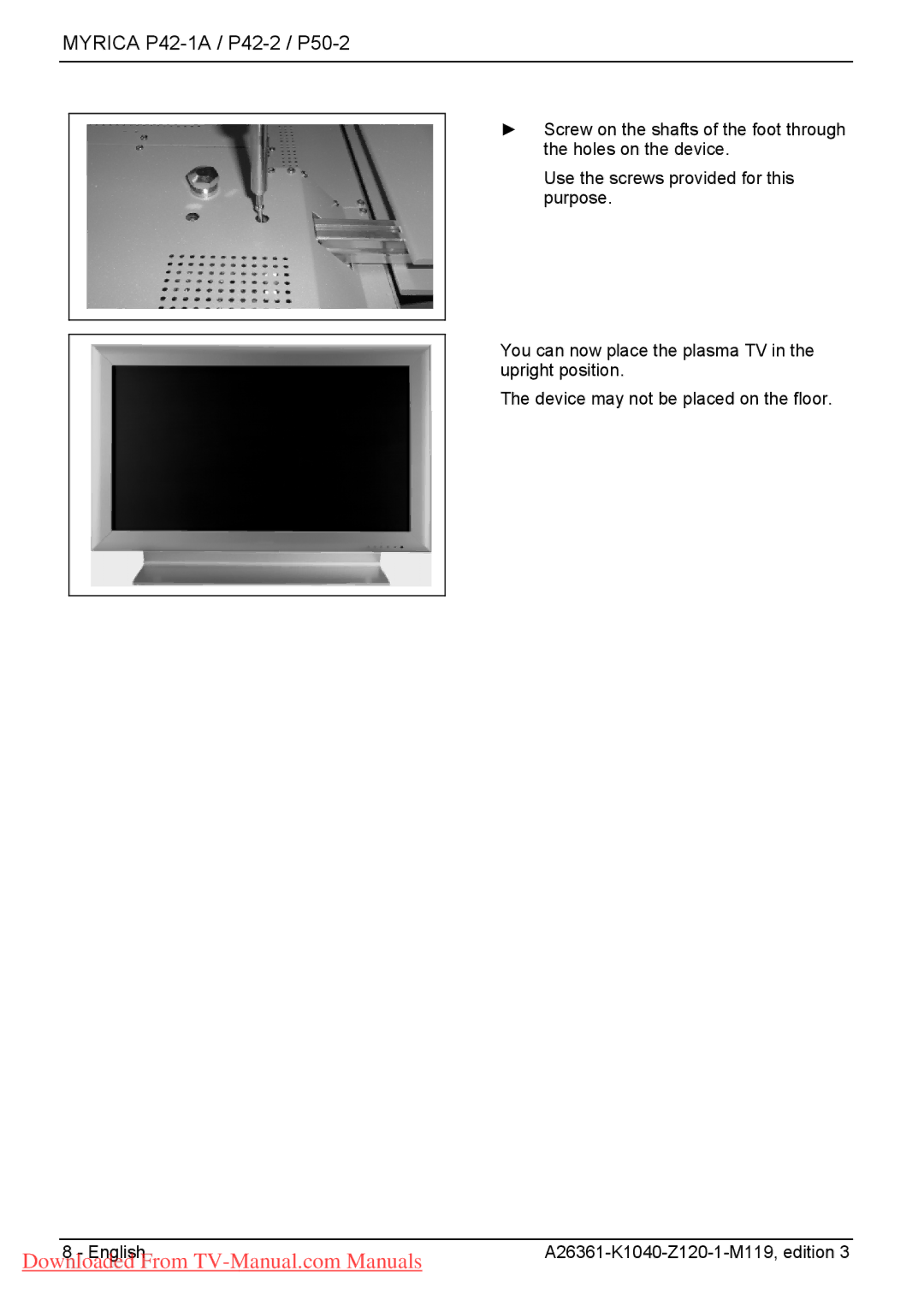 Fujitsu manual Myrica P42-1A / P42-2 / P50-2 