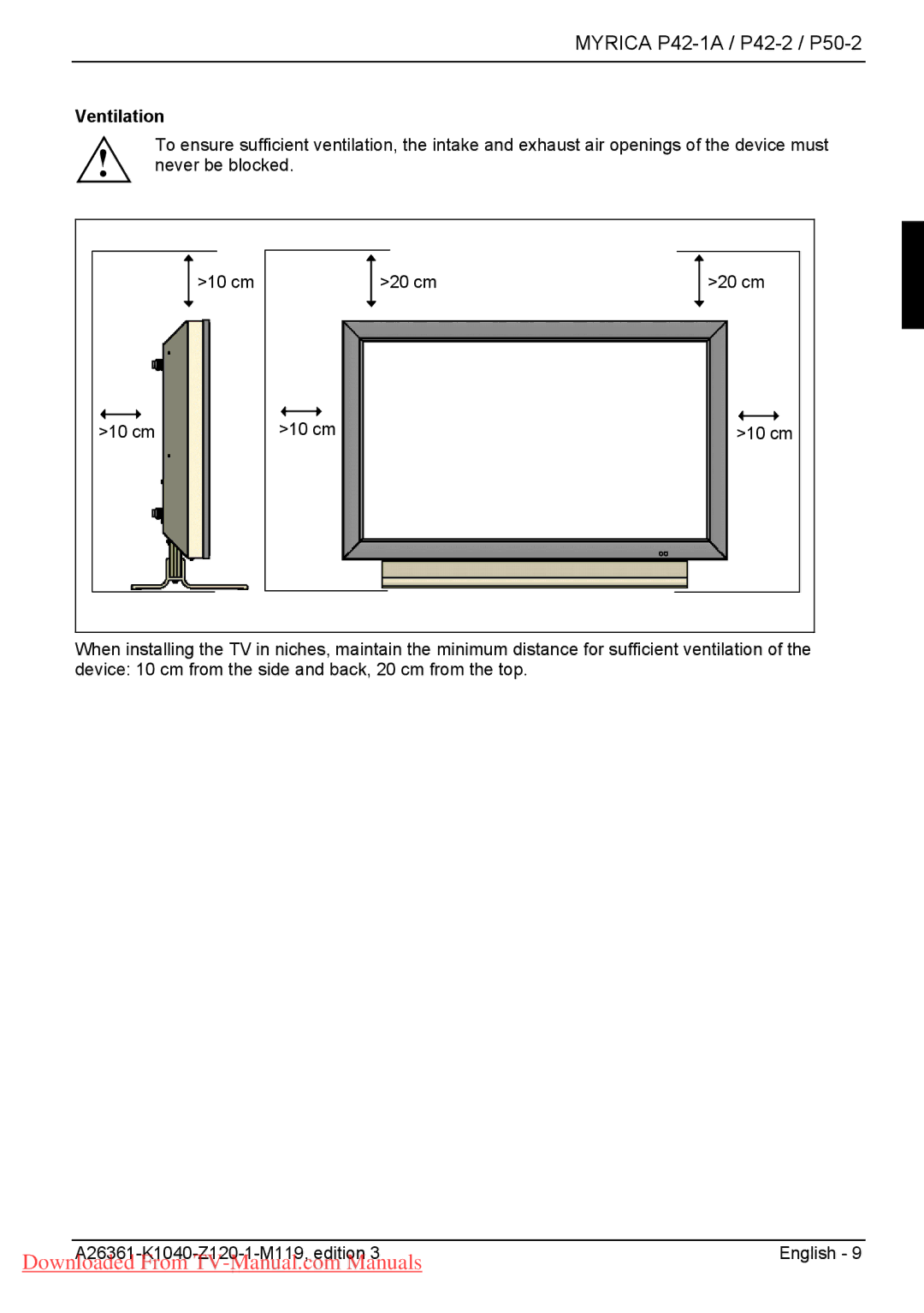 Fujitsu P50-2, P42-2, P42-1A manual Ventilation 