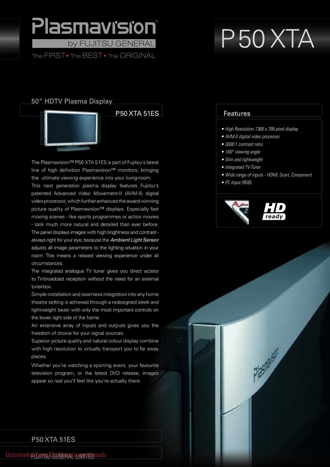 Fujitsu P50 XTA 51ES manual Features 