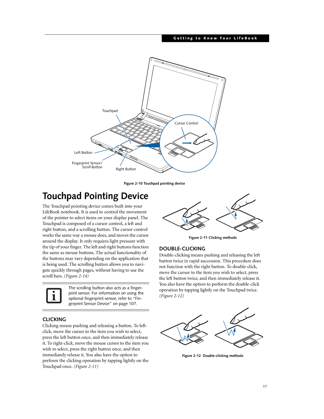 Fujitsu P7230 manual Double-Clicking 