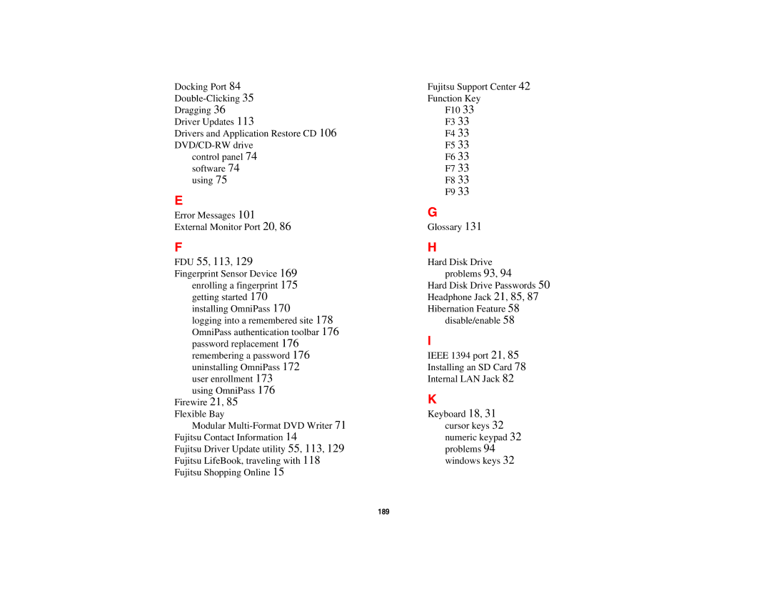 Fujitsu P8010 manual FDU 55, 113 