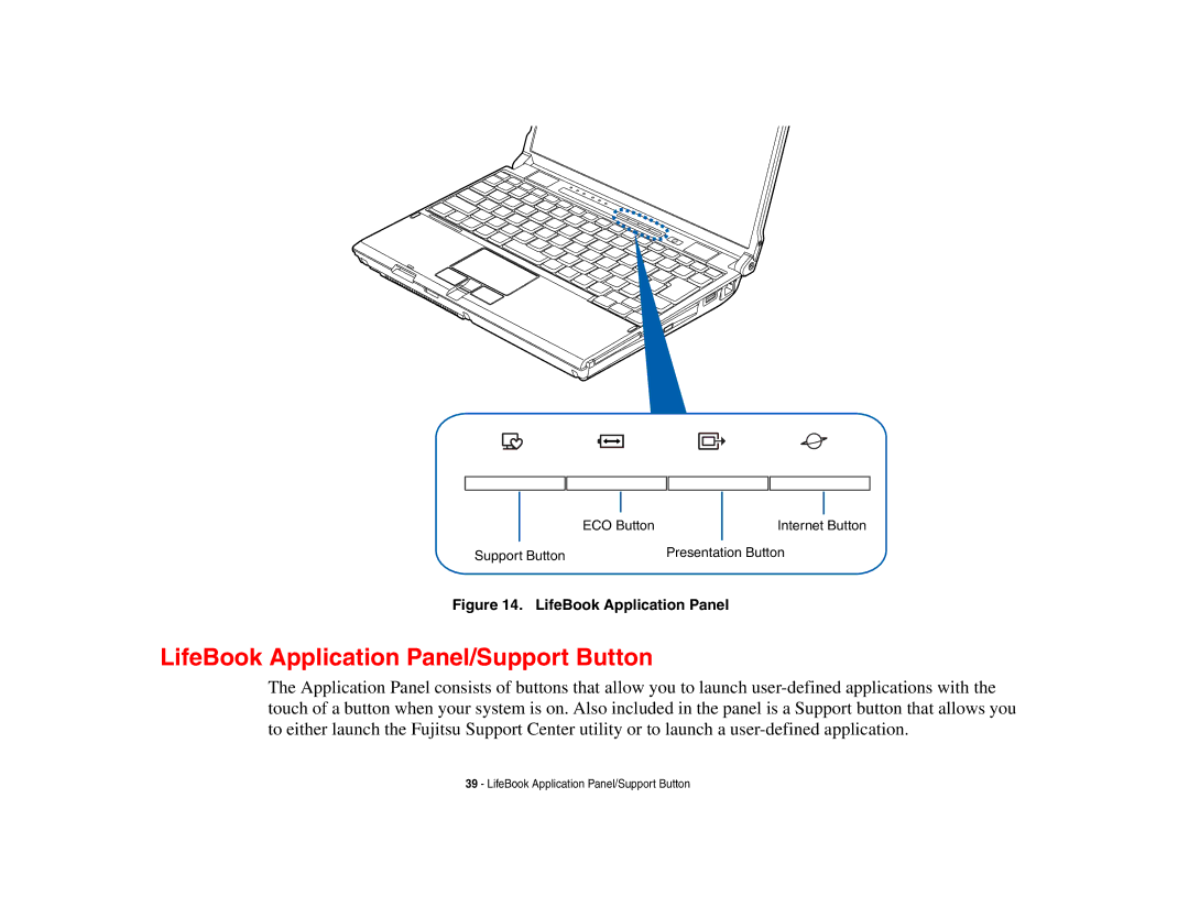 Fujitsu P8010 manual LifeBook Application Panel/Support Button 