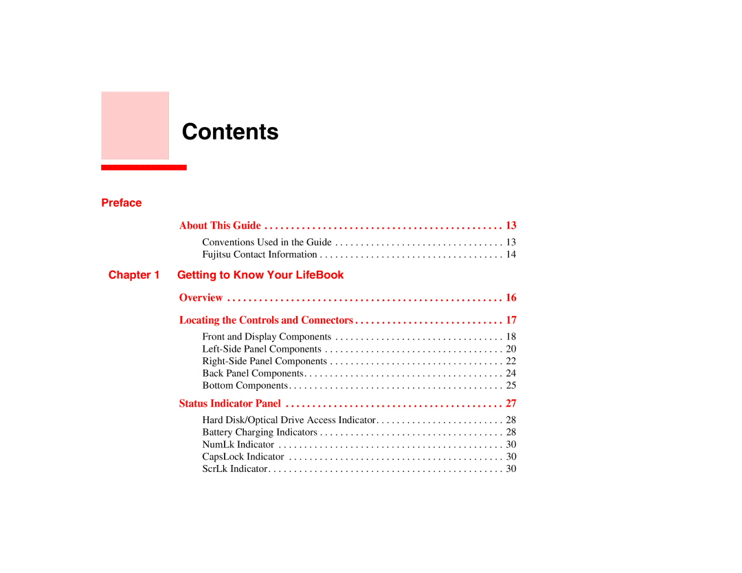 Fujitsu P8010 manual Contents 