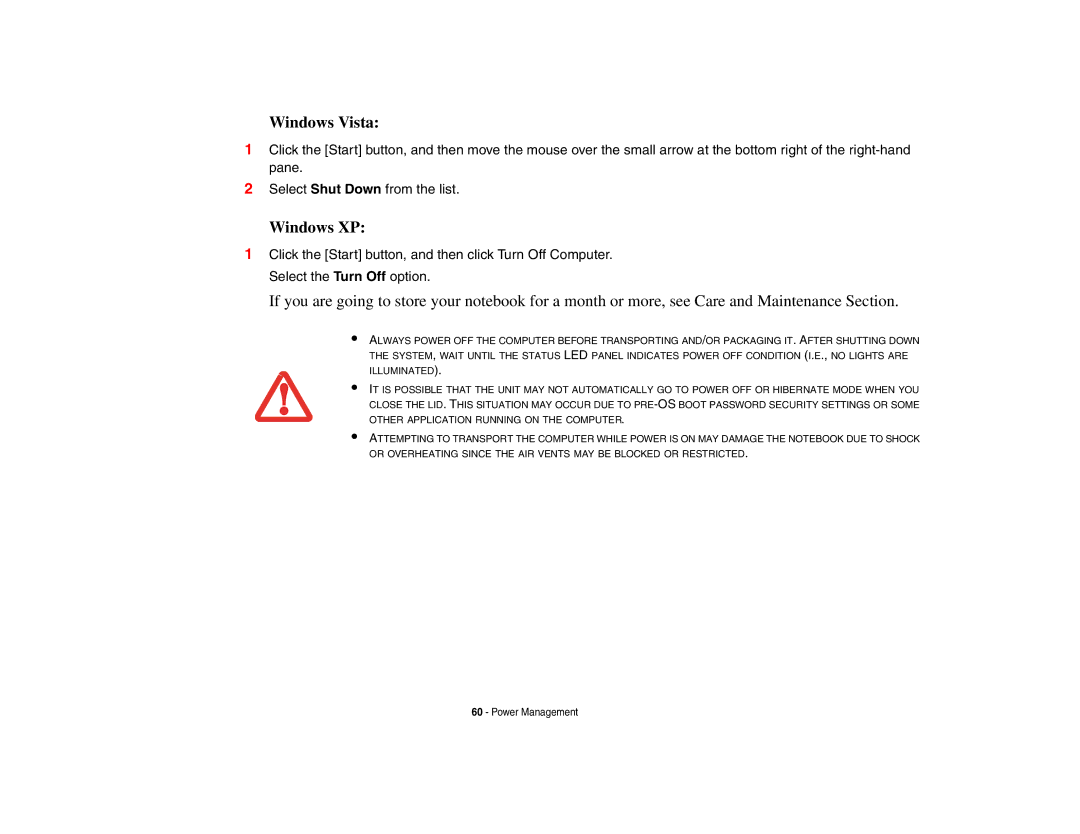 Fujitsu P8010 manual Windows Vista 