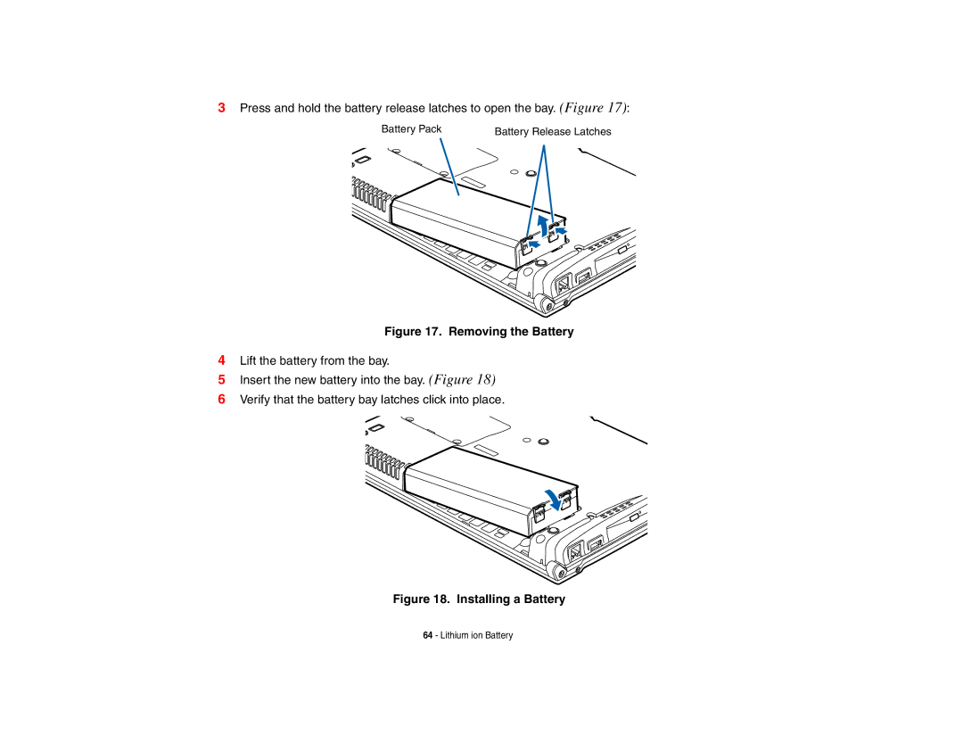 Fujitsu P8010 manual Removing the Battery 