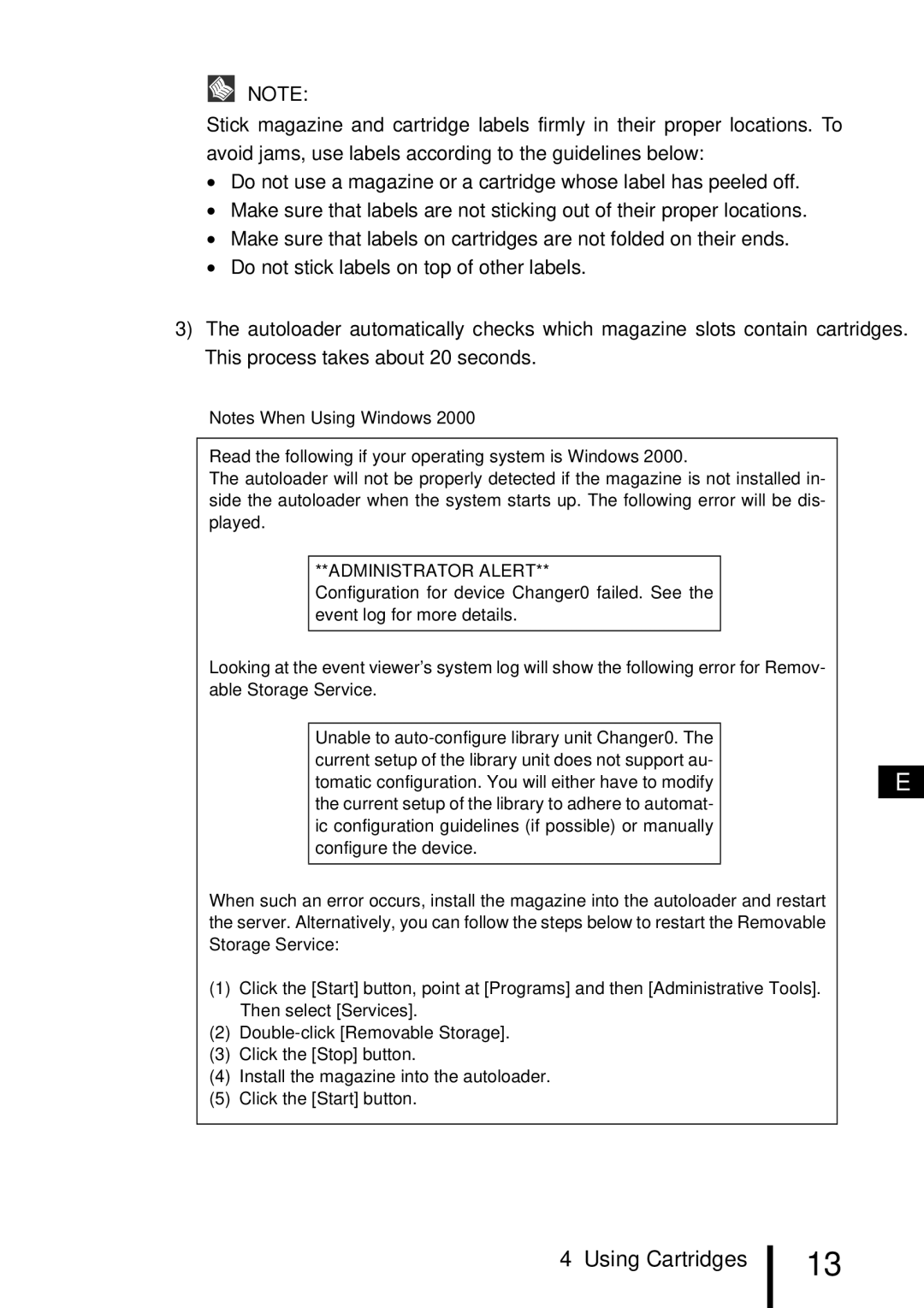 Fujitsu PG-DTA101 manual Administrator Alert 