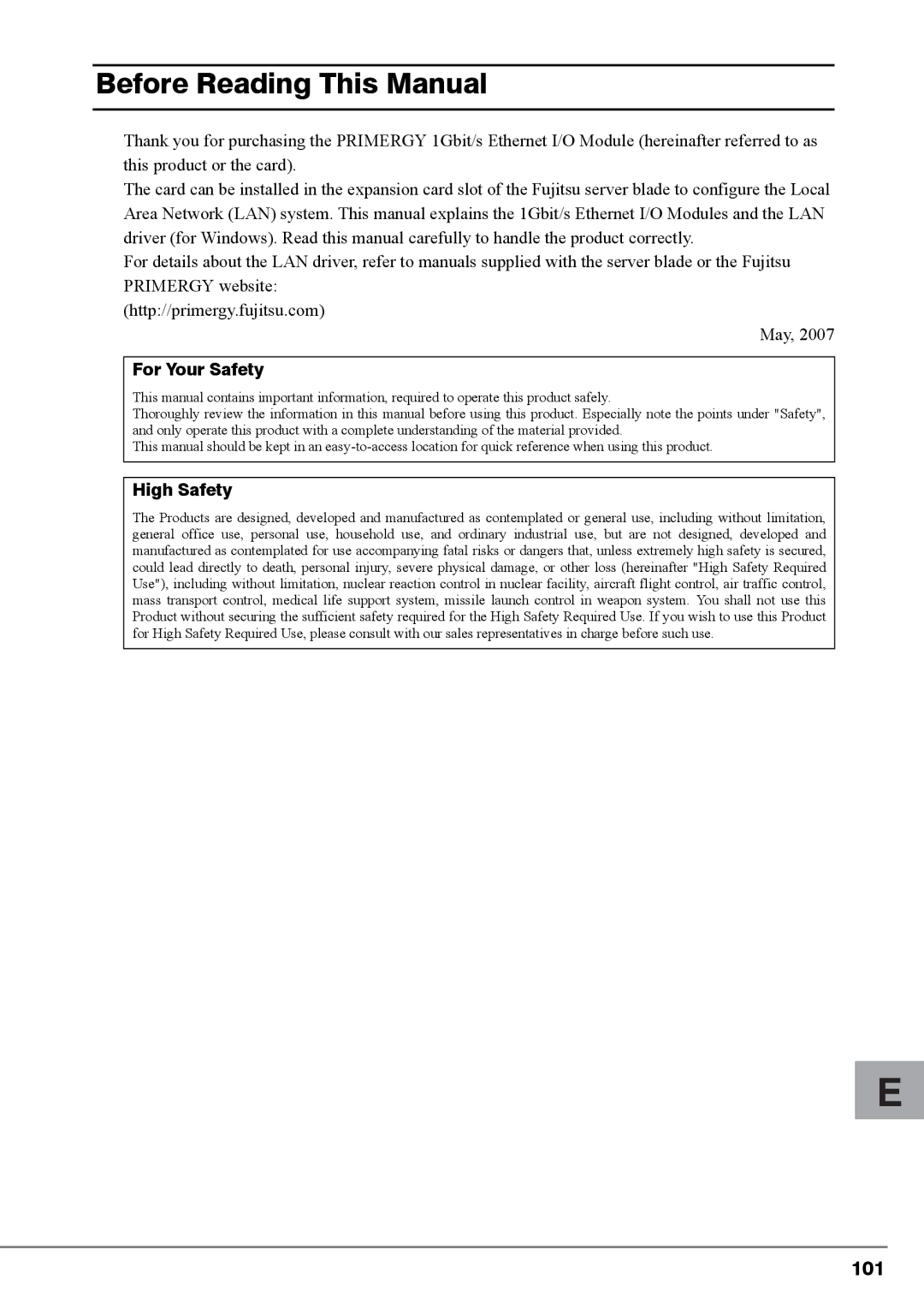 Fujitsu PG-FCS102, PG-FCS103, BX620 manual Before Reading This Manual, 101 