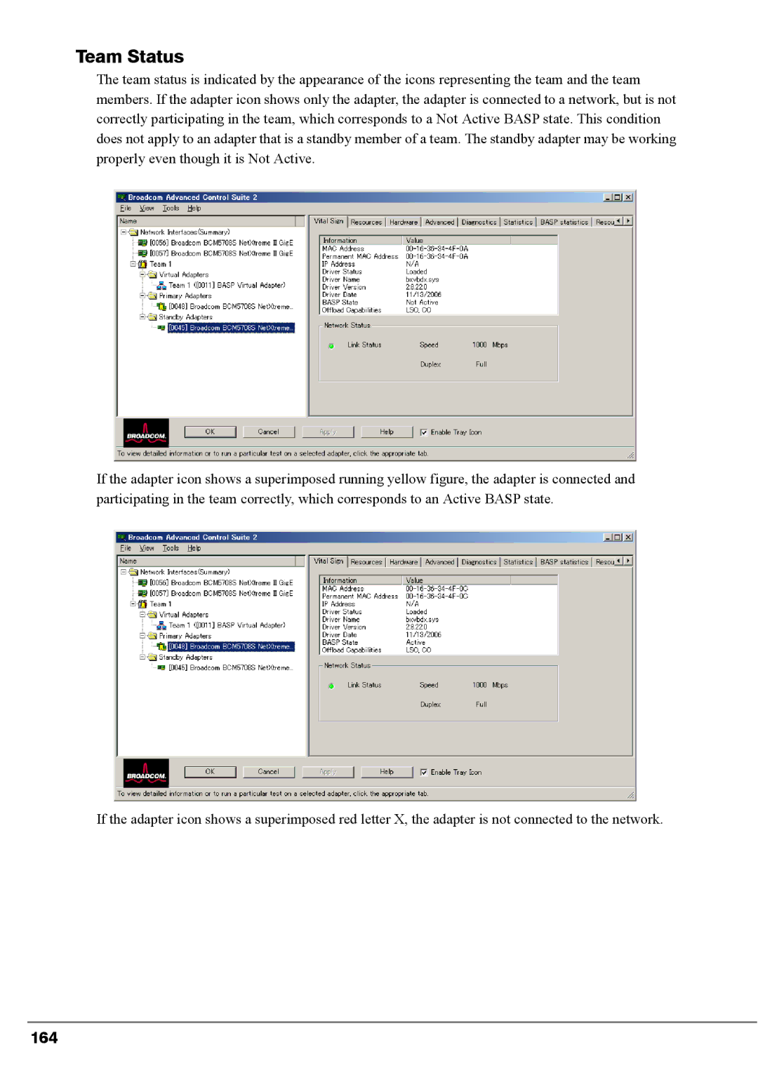 Fujitsu PG-FCS102, PG-FCS103, BX620 manual Team Status, 164 