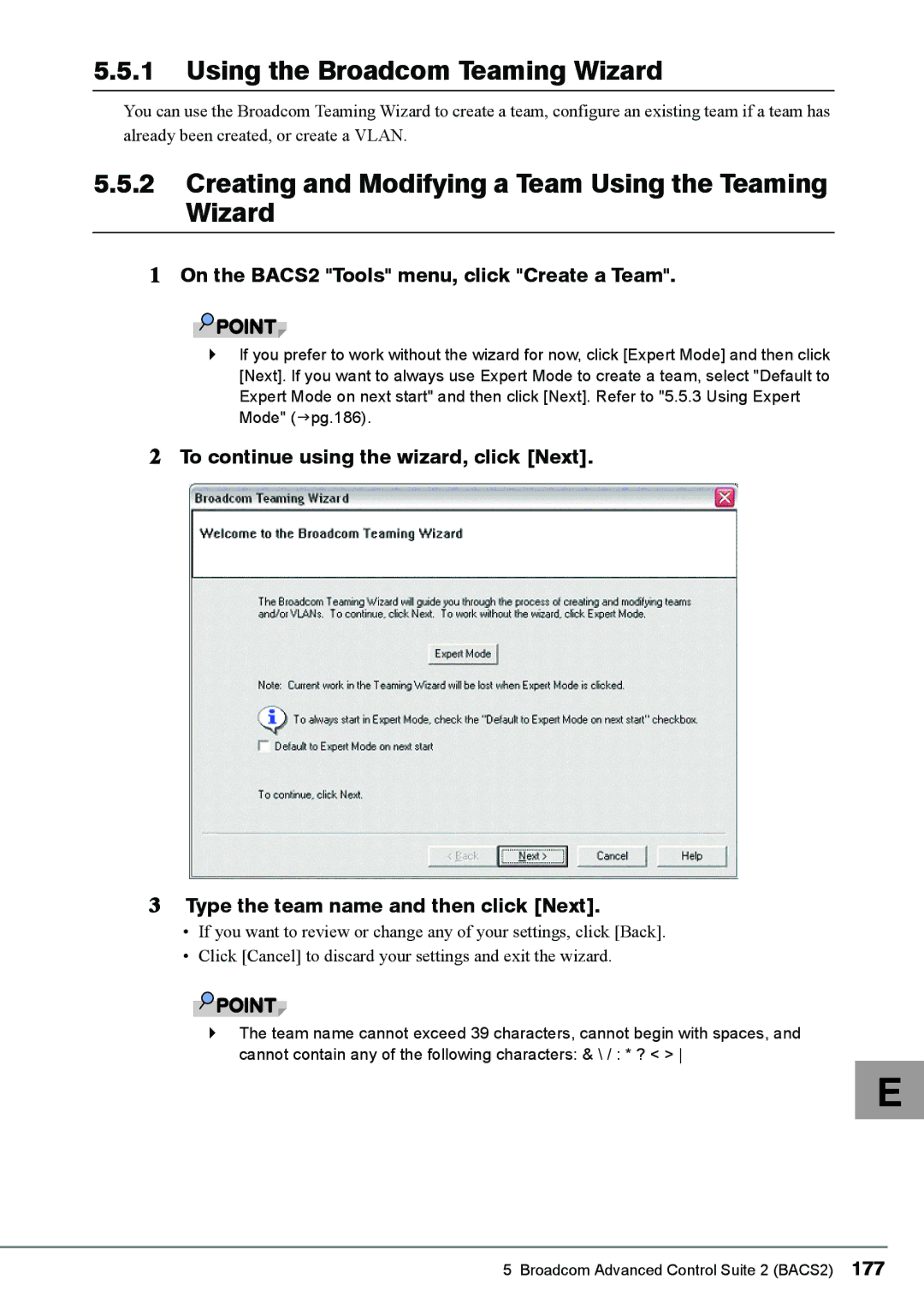 Fujitsu BX620, PG-FCS103 manual Using the Broadcom Teaming Wizard, Creating and Modifying a Team Using the Teaming Wizard 