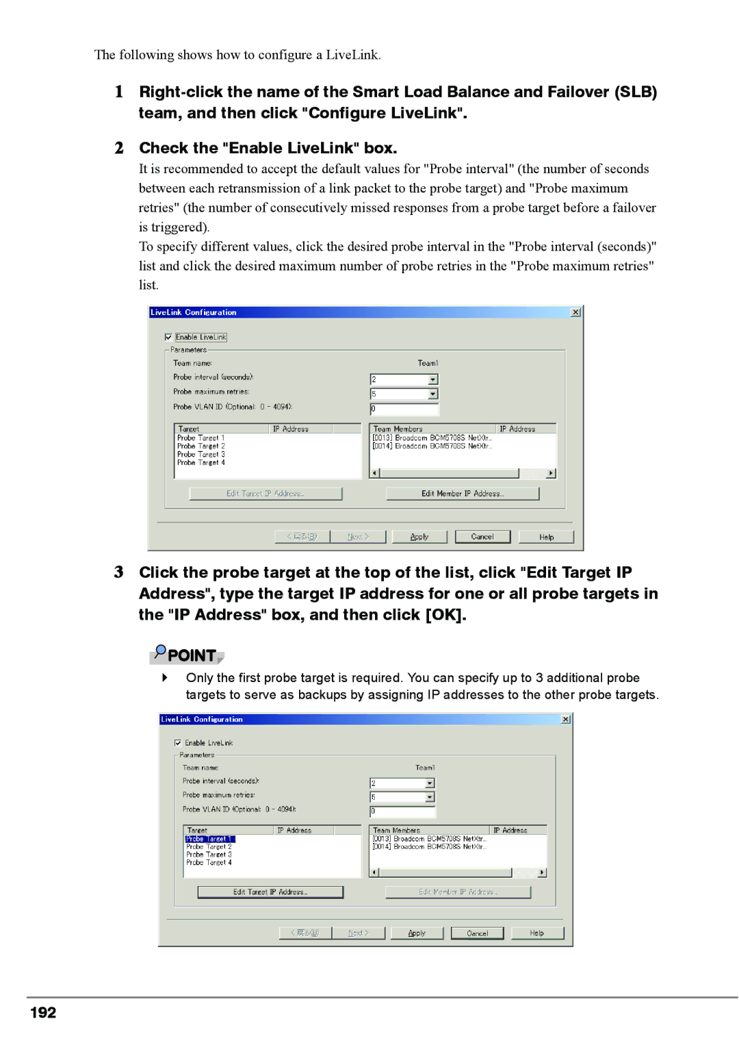 Fujitsu BX620, PG-FCS103, PG-FCS102 manual 192, Following shows how to configure a LiveLink 