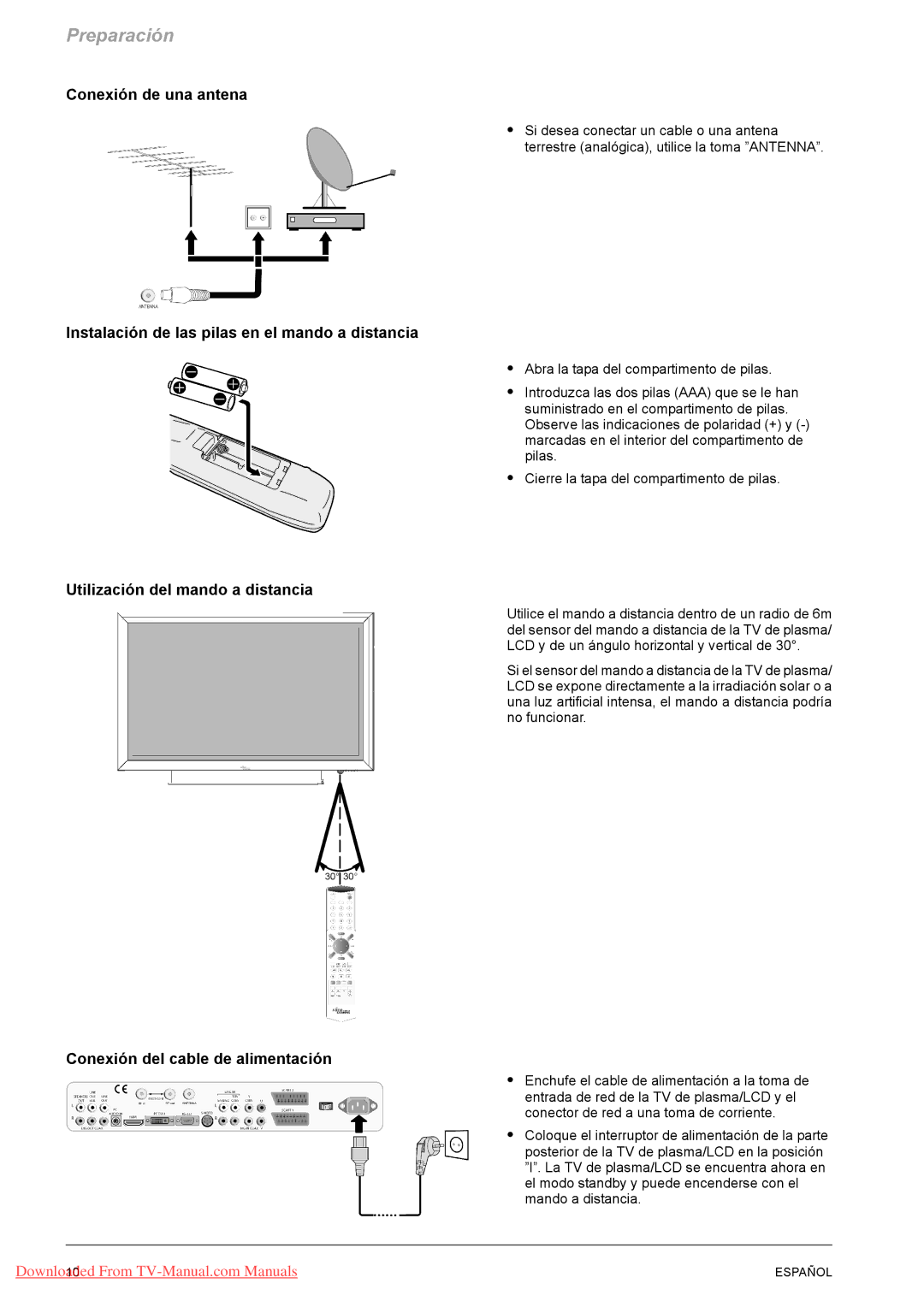 Fujitsu PQ50-1 Conexión de una antena, Instalación de las pilas en el mando a distancia, Utilización del mando a distancia 