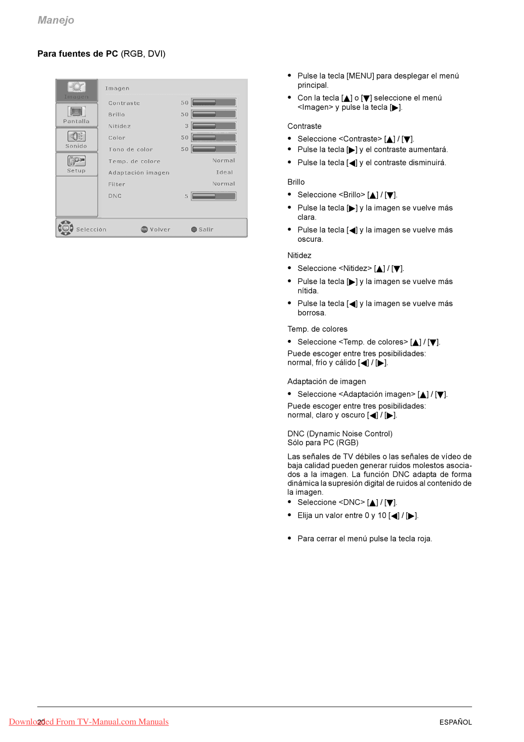 Fujitsu PQ42-1, PQ50-1, VQ40-1 manual Para fuentes de PC RGB, DVI 