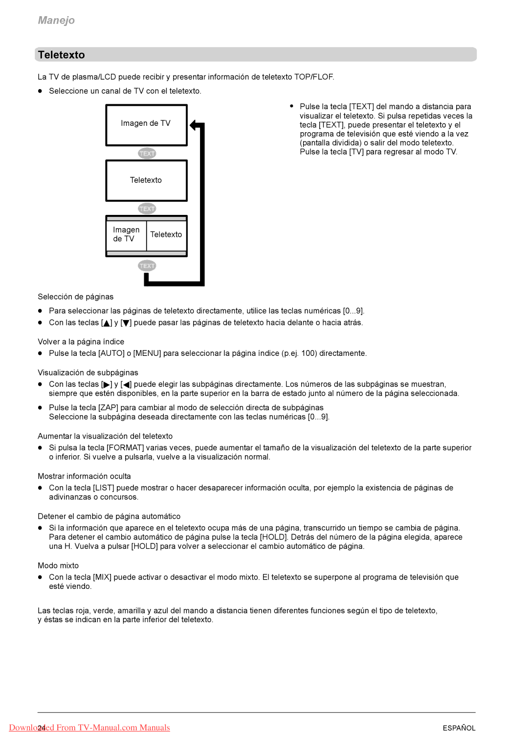 Fujitsu VQ40-1, PQ50-1, PQ42-1 manual Teletexto, De TV, Selección de páginas 