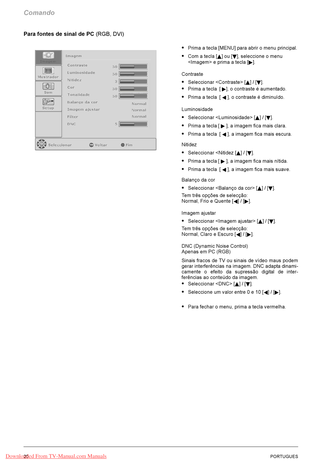 Fujitsu VQ40-1, PQ50-1, PQ42-1 manual Para fontes de sinal de PC RGB, DVI 