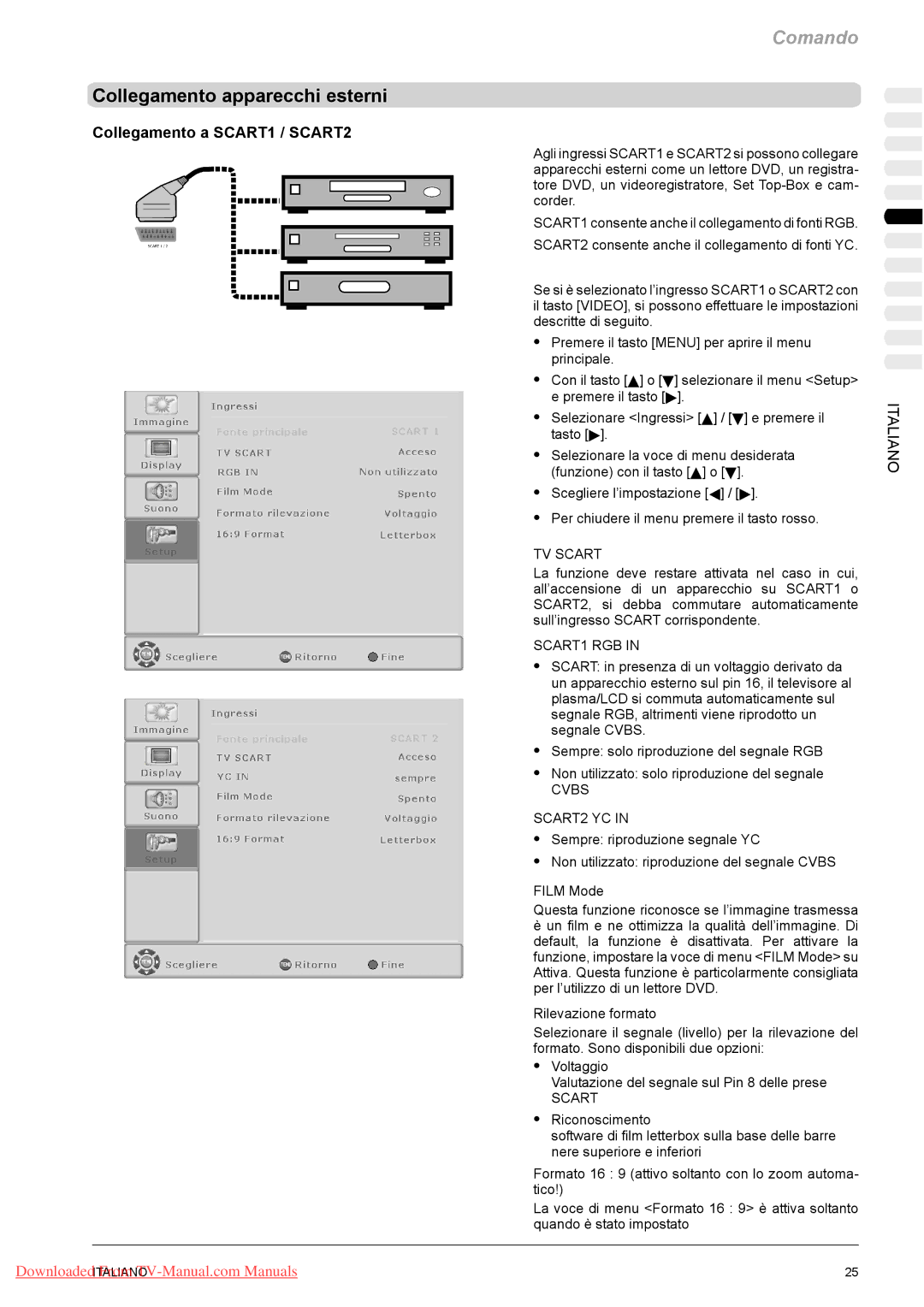 Fujitsu VQ40-1, PQ50-1, PQ42-1 manual Collegamento apparecchi esterni, Collegamento a SCART1 / SCART2 