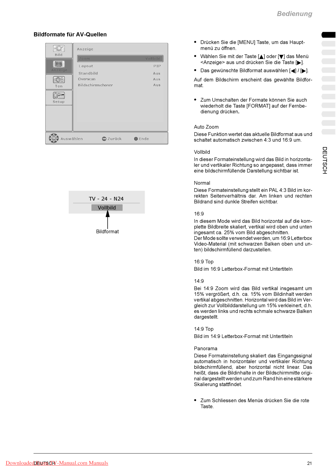 Fujitsu VQ40-1, PQ50-1, PQ42-1 manual Bildformate für AV-Quellen 