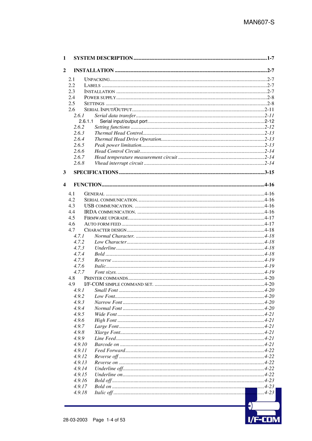 Fujitsu PRN607-S manual Specifications Function 