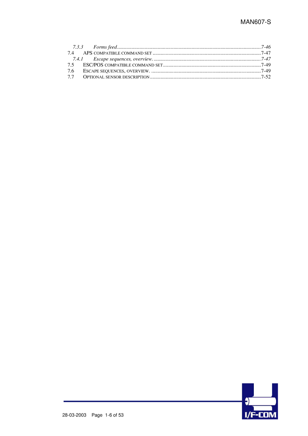 Fujitsu PRN607-S manual APS Compatible Command SET 