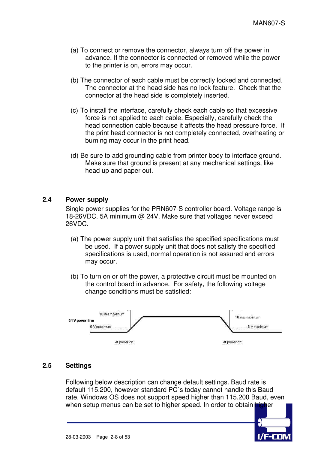 Fujitsu PRN607-S manual Power supply, Settings 