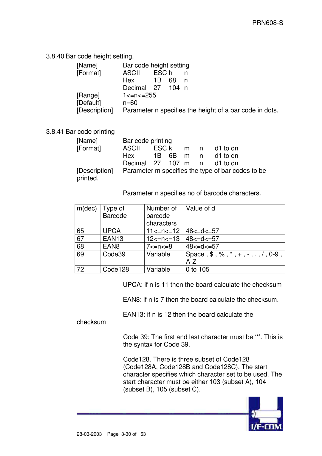 Fujitsu PRN608-S user manual Upca, EAN13, EAN8 