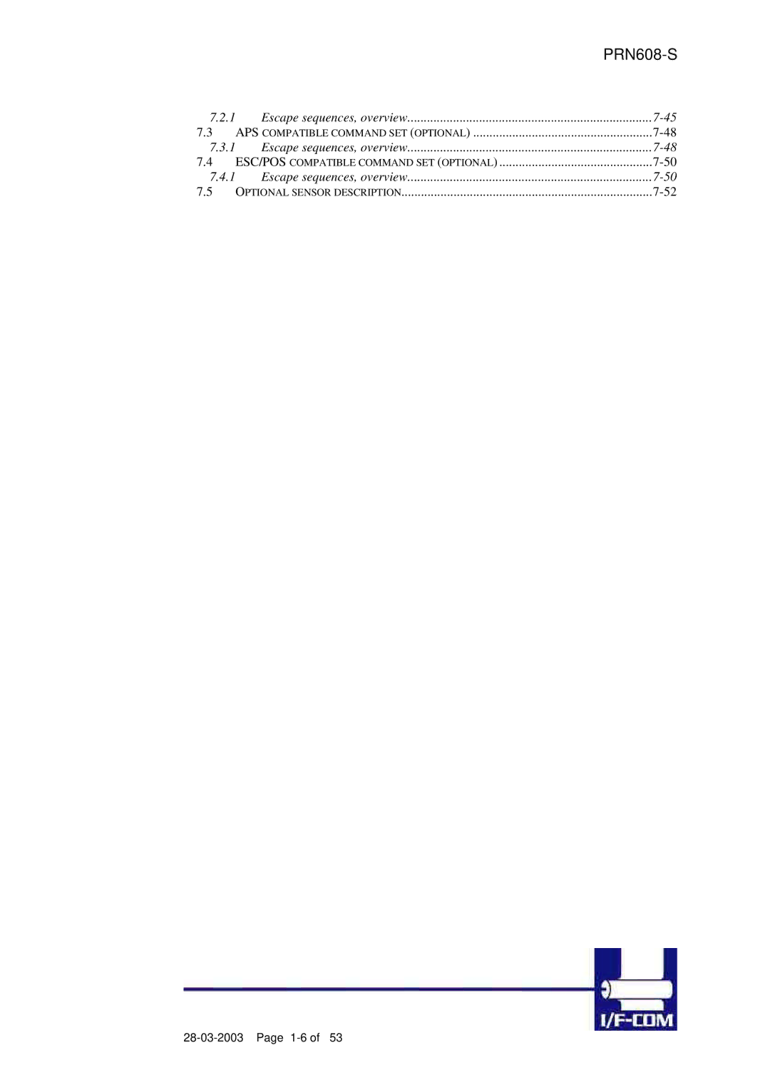 Fujitsu PRN608-S user manual APS Compatible Command SET Optional 