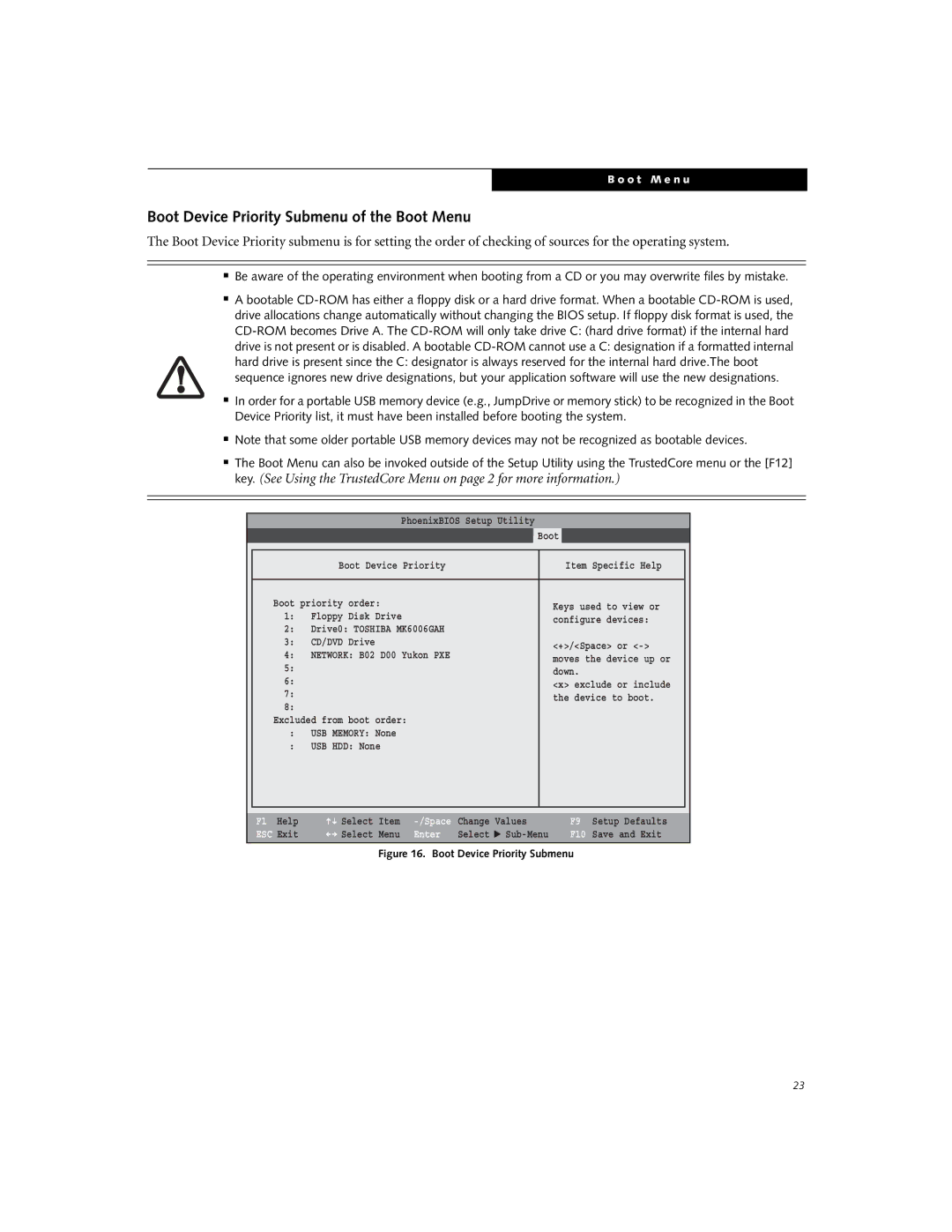 Fujitsu Q2010 manual Boot Device Priority Submenu of the Boot Menu, Main Advanced Security Power Savings 