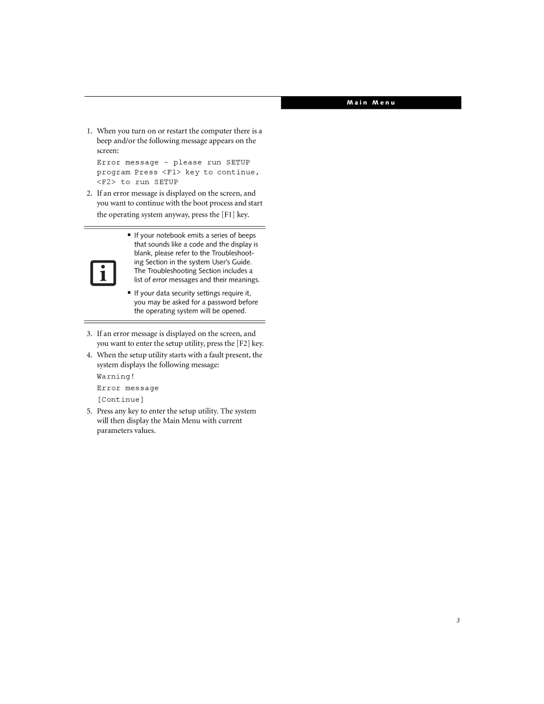 Fujitsu Q2010 manual I n M e n u 